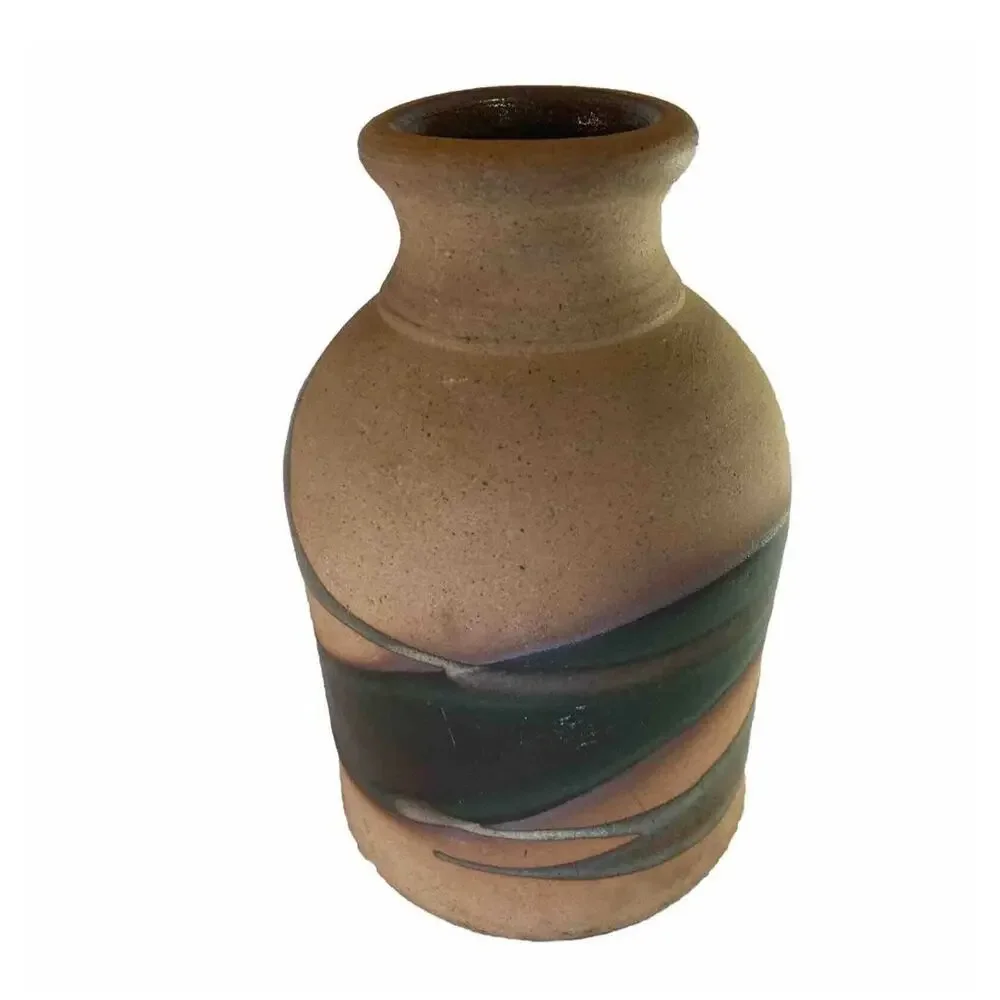 Vtg Alfadom Stoneware Vase Drip Glaze Signed Dominican Studio Pottery Earth Tone